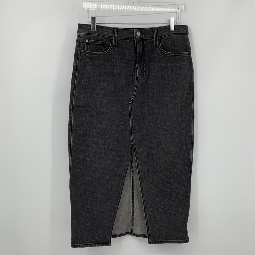 Hudson Fashion maxi denim jeans skirt slit black midi faded modest new 31 12